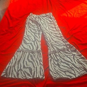 Zebra Print Black and White Boot Cut Pants